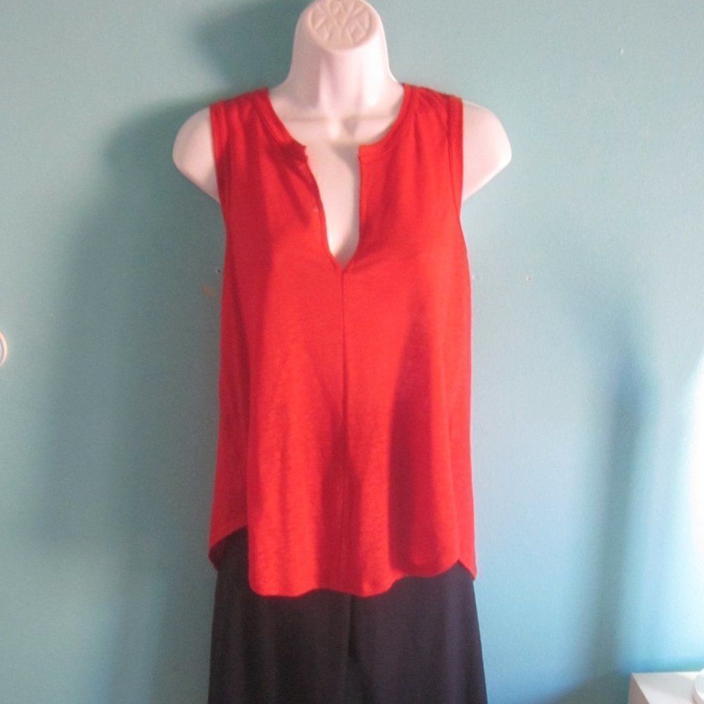 Madewell Womens Size S Coral Red 100% Linen Summer Tank Top 36" Bust - Picture 10 of 11